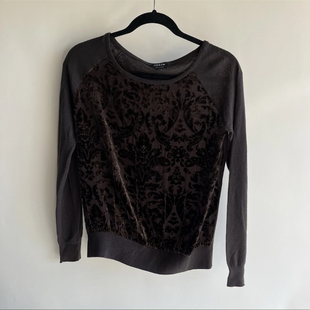 WORTH textured Velvet Paisley wool Sweater circa 2004